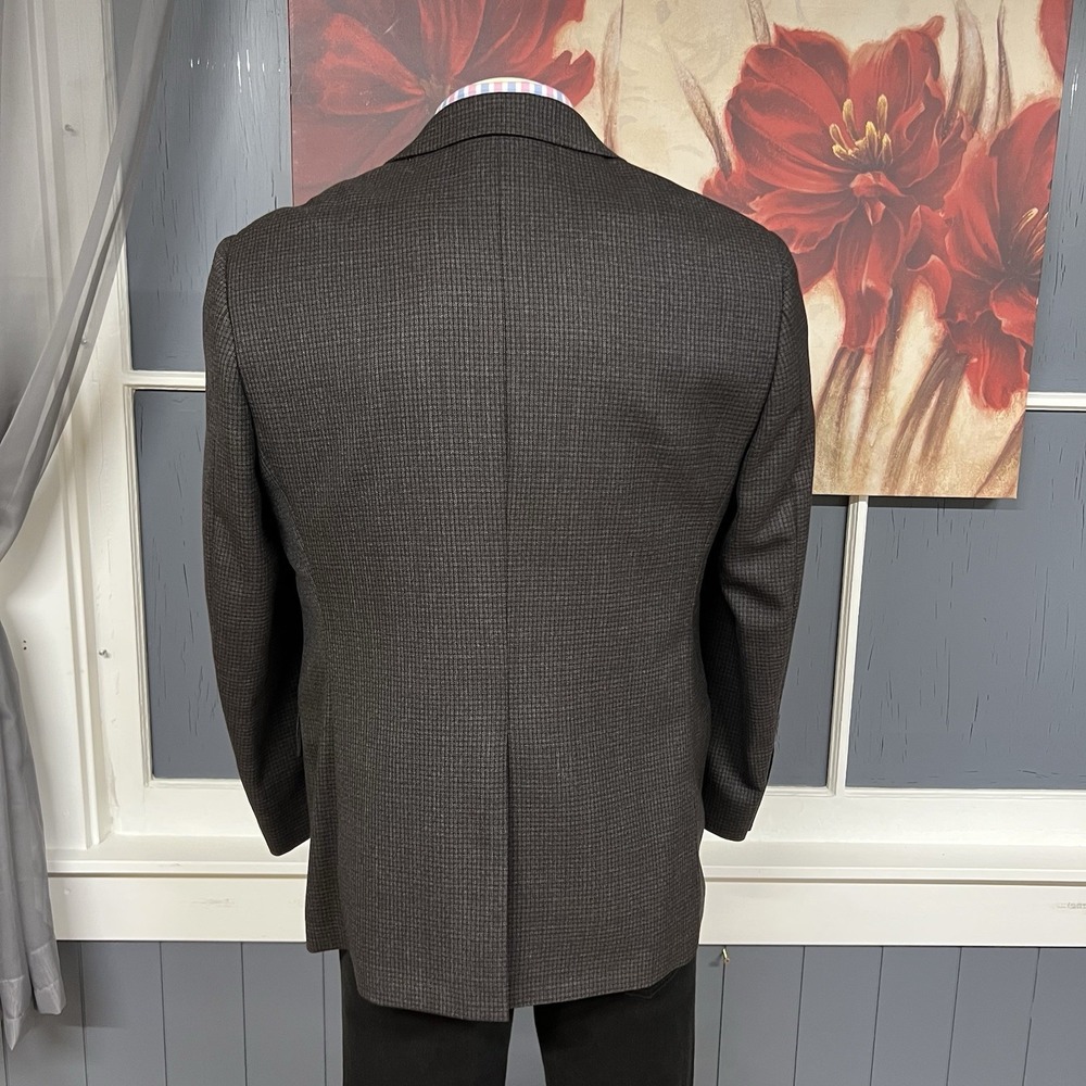 Pronto Uomo Blazer Sport Coat Men 40S Short Executive Fit Wool Brown Check - Picture 3 of 12